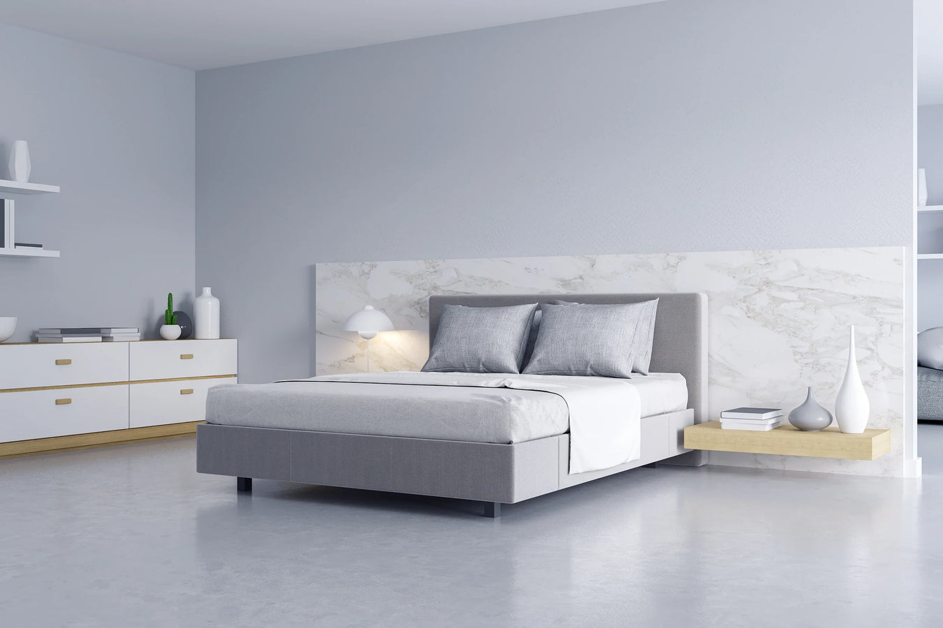 Bedroom underfloor heating system for even radiant warmth throughout the room