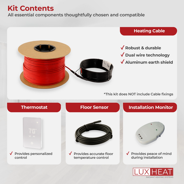 LuxHeat Radiant Floor Heating Cable with WiFi LED Thermostat