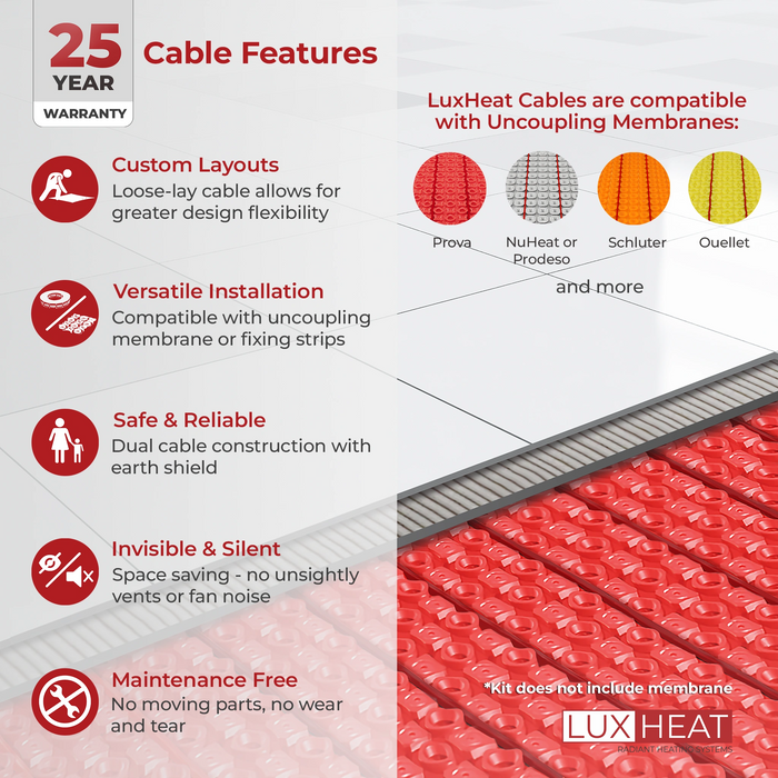 LuxHeat Radiant Floor Heating Cable with WiFi LED Thermostat