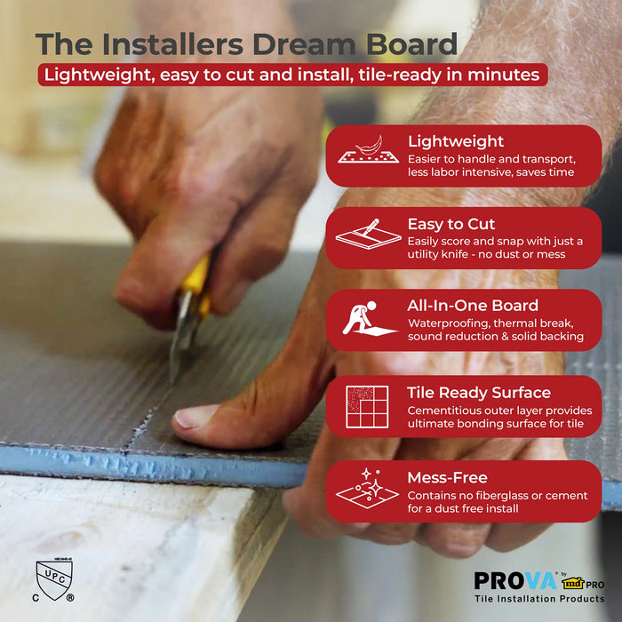 PROVA Board Plus+ Waterproof Tile Backer Board