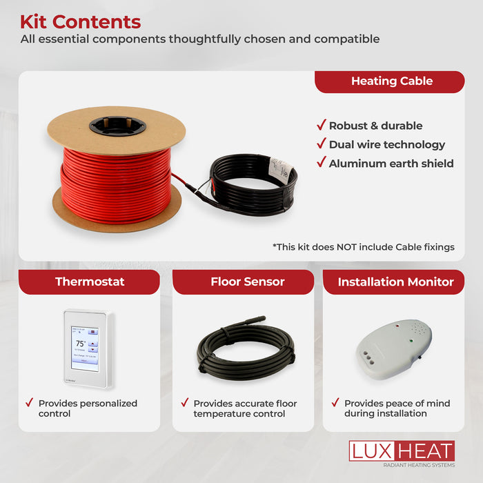 LuxHeat Radiant Floor Heating Cable with Touch Programmable Thermostat