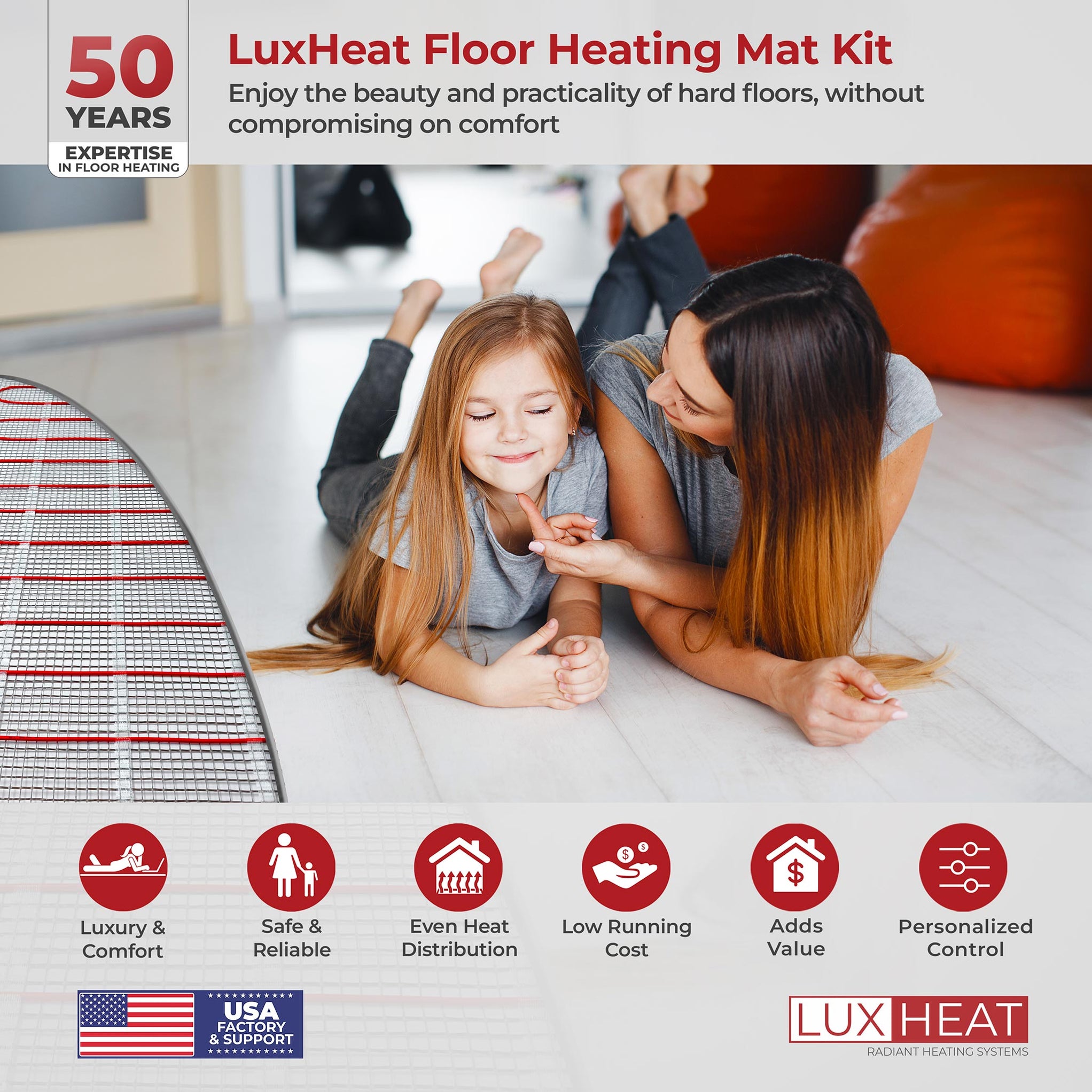 LuxHeat Radiant Floor Heating Mat with Floor Sensor for Sale ☑️