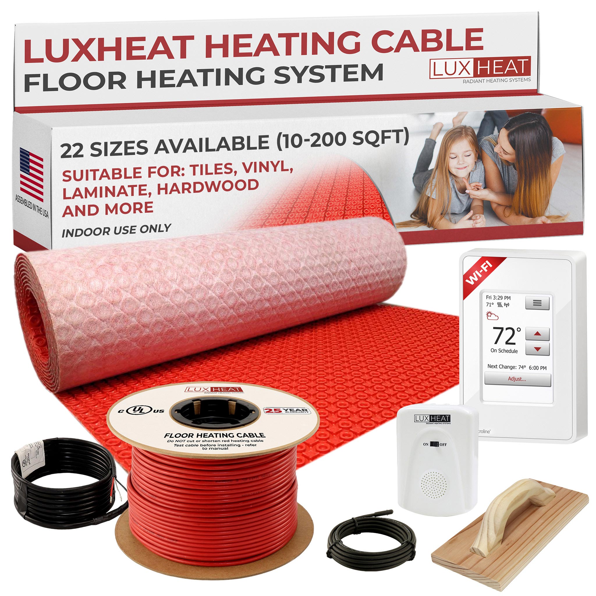 LuxHeat Radiant Floor Heating Cable System with Flex-Heat Membrane