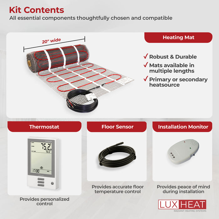 LuxHeat Radiant Floor Heating Mat System with Programmable Thermostat