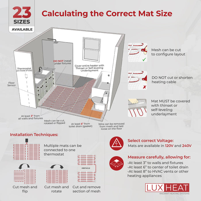 LuxHeat Radiant Floor Heating Mat System with Programmable Thermostat