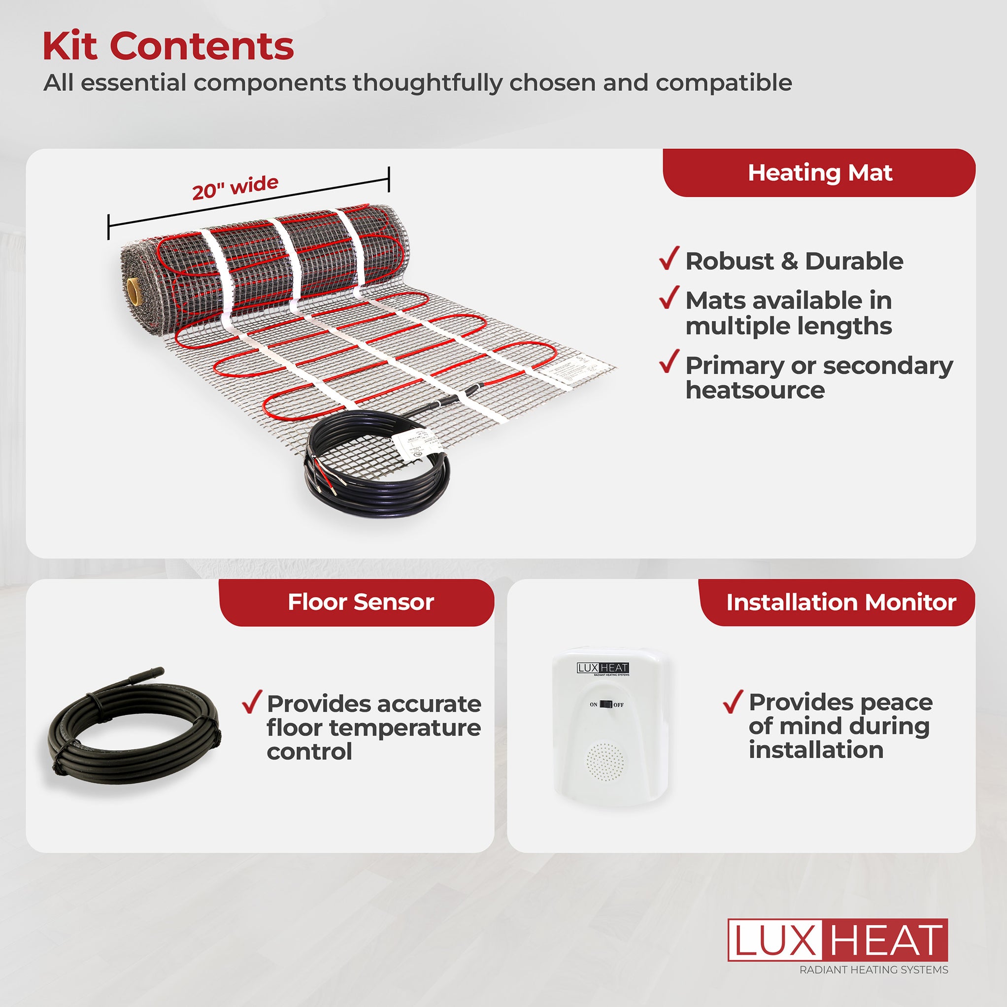 LuxHeat Radiant Floor Heating Mat with Floor Sensor for Sale ☑️