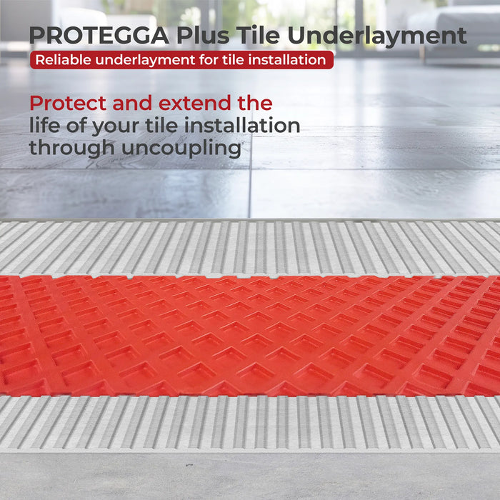 Prova Protegga Plus Uncoupling Membrane – 269 Sq Ft Roll, Waterproof & Crack-Isolating Underlayment For Tile Floors