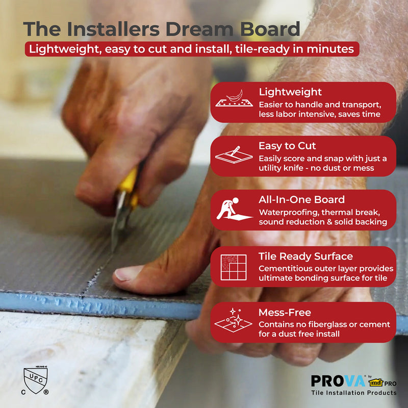 PROVA Board Plus+ Waterproof Tile Backer Board