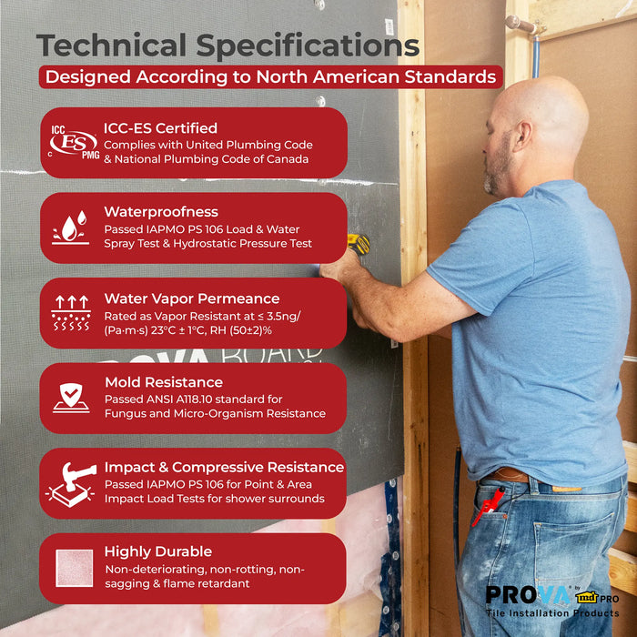 PROVA Board Plus+ Waterproof Tile Backer Board