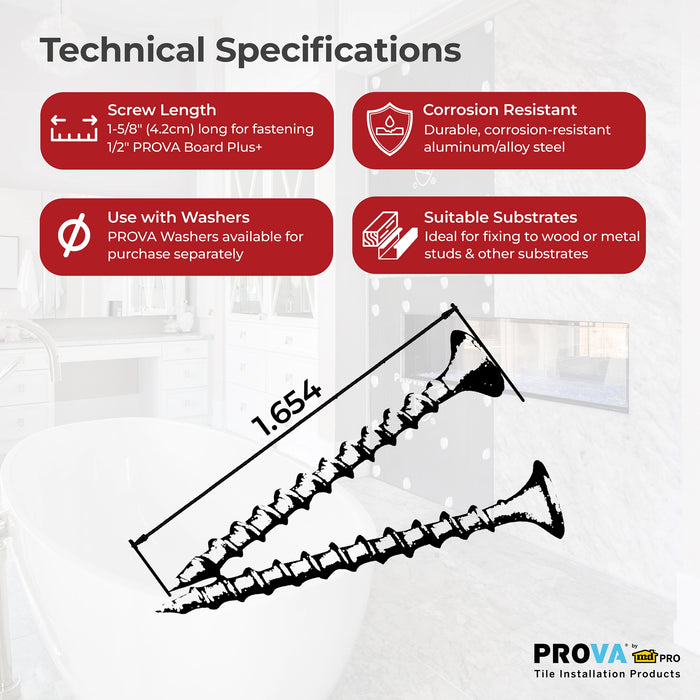 PROVA Fasteners Backer Board Screws 1-5/8"