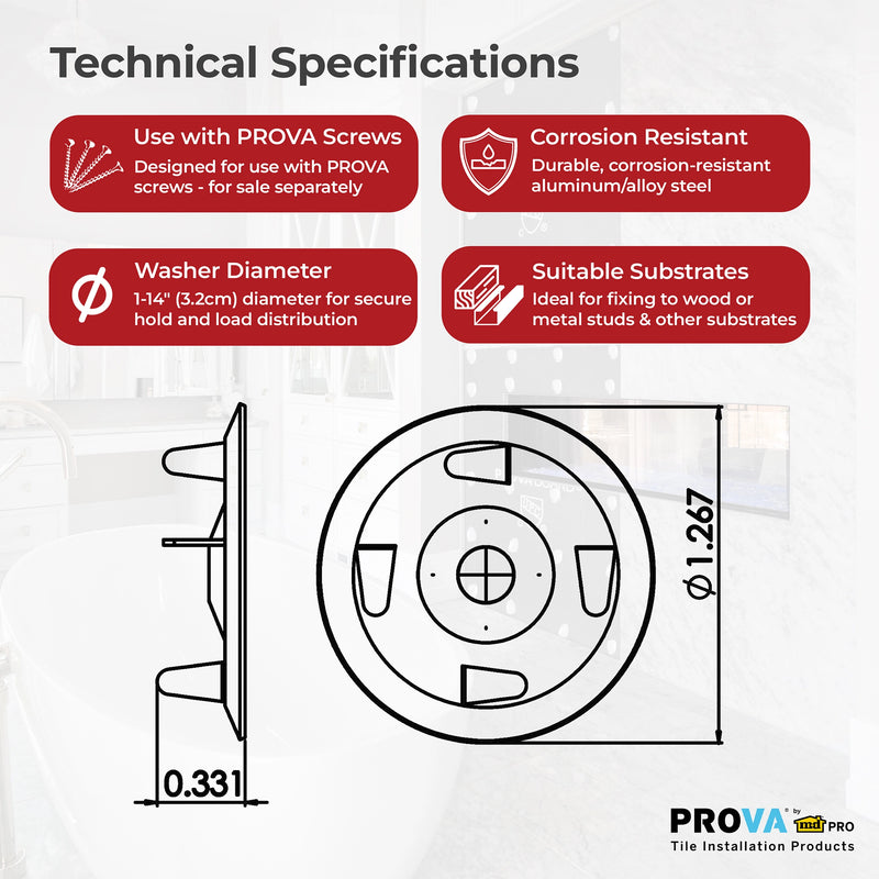 PROVA Wide-Head Tile Backer Board Washers