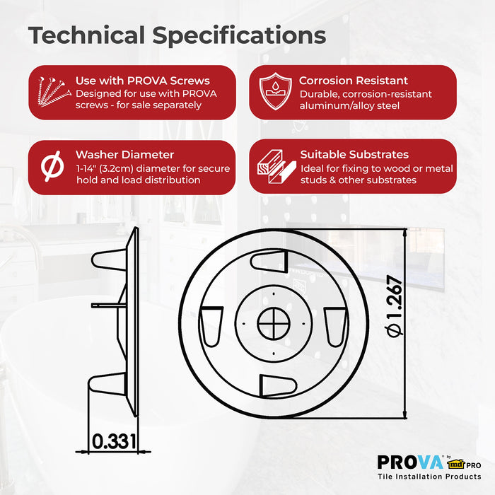 PROVA Wide-Head Tile Backer Board Washers